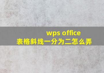 wps office表格斜线一分为二怎么弄